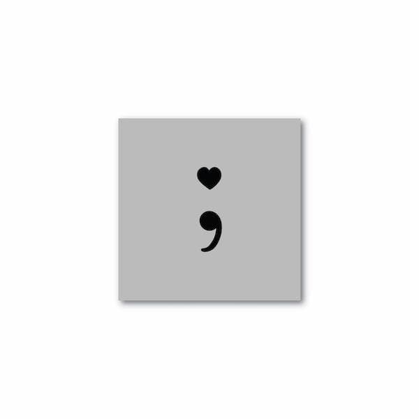 Love Heart Semi Colon - Single Stencil