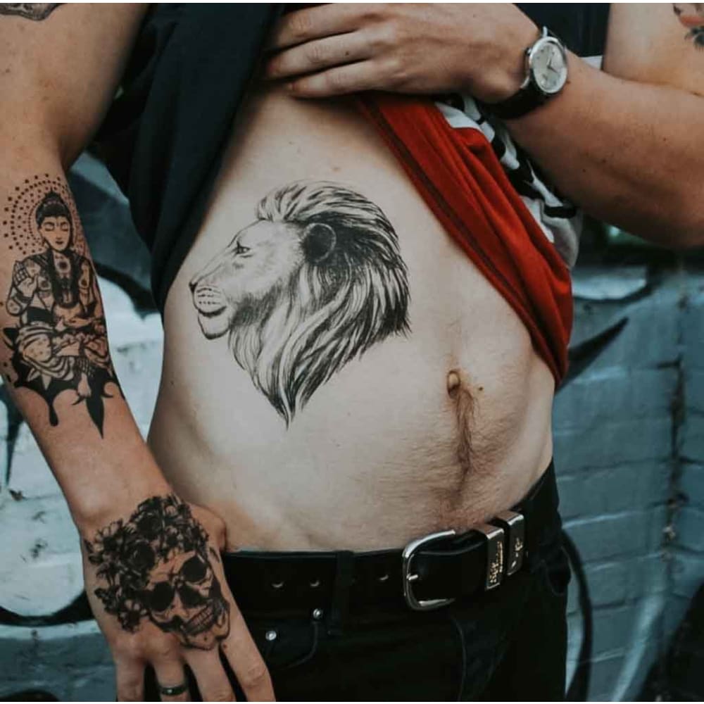 Majestic Lion Side - Temporary Tattoo