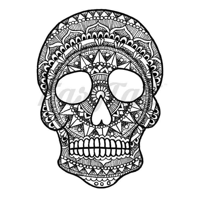 Mandala Skull - By Georgia Mason - Temporary Tattoo