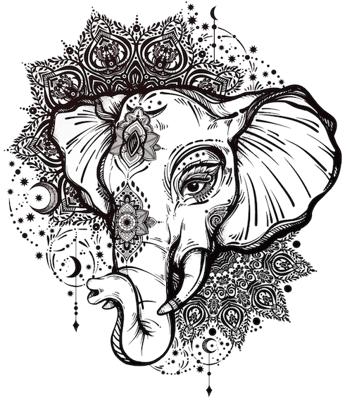 Mandala Elephant - Temporary Tattoo