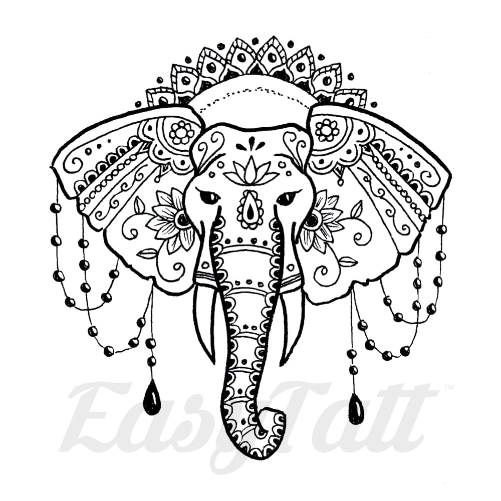 Mehndi Elephant - By Georgia Mason - Temporary Tattoo