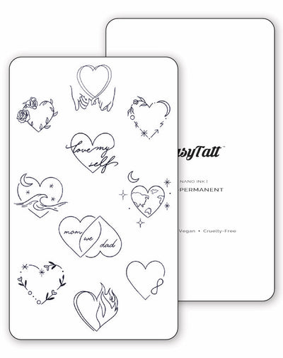 (10 Tattoos) Minimal Love Hearts - Semi-Permanent Tattoos