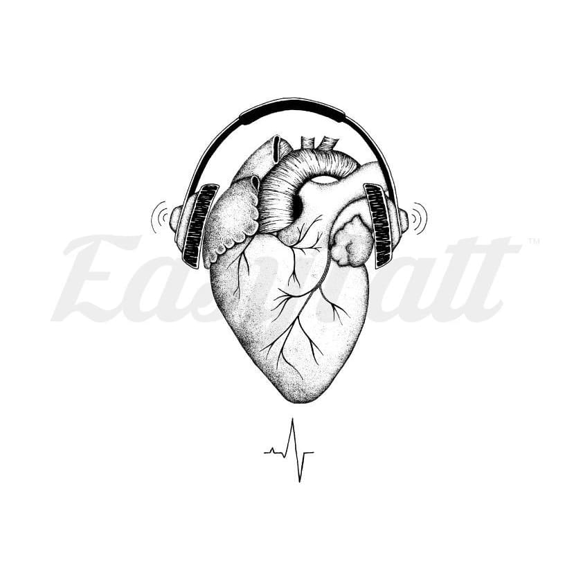 Music Heart - By Audrey Rohfritsch - Temporary Tattoo