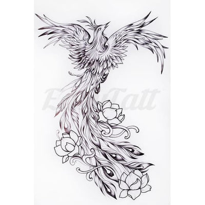 Mythical Bird with Flowers - Temporary Tattoo
