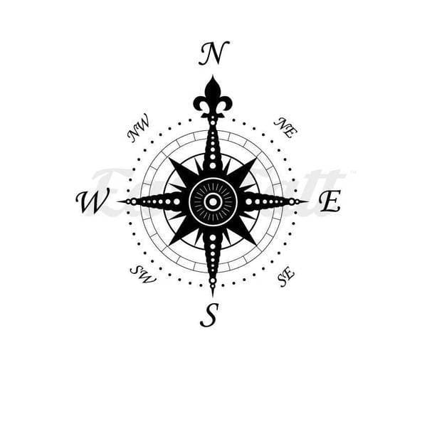 Old Style Compass - Temporary Tattoo