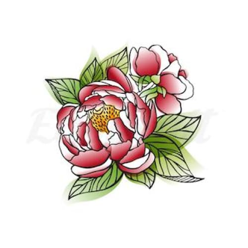 Red Peonies - Temporary Tattoo