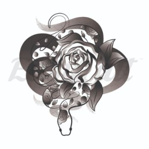 Rose and Snake - Temporary Tattoo