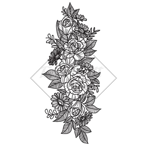 Roses and Daisies - Temporary Tattoo