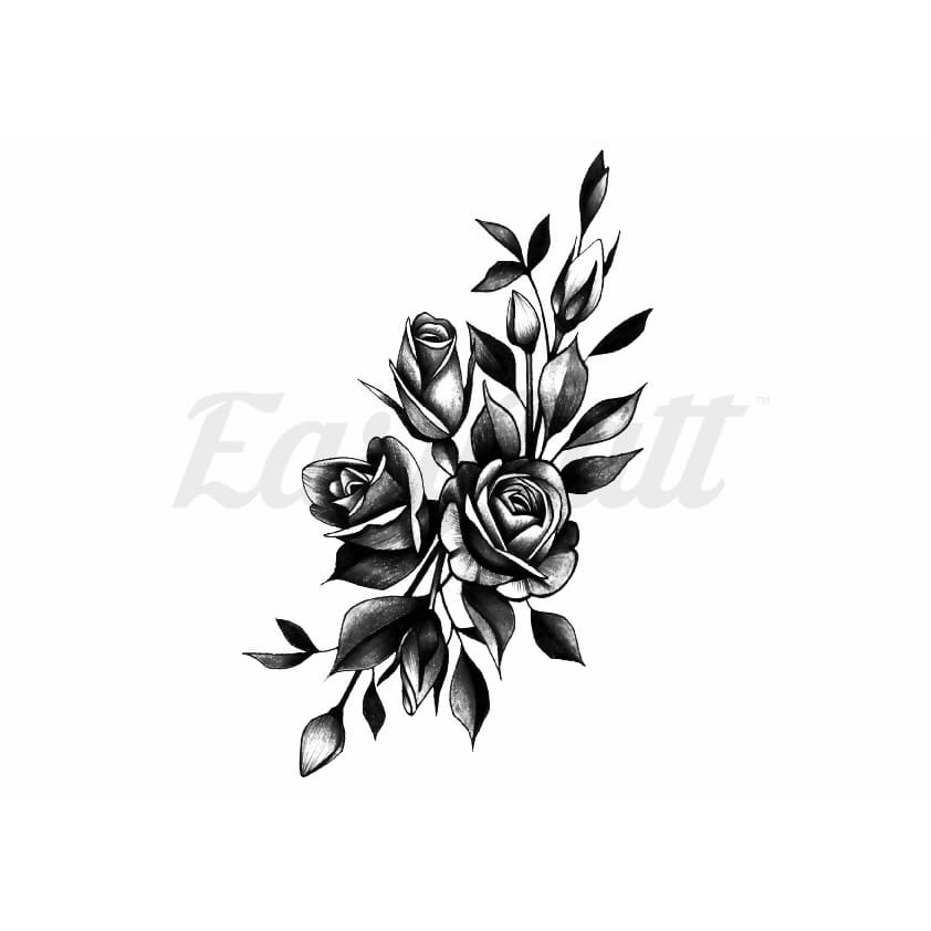 Roses and Leaves - By Lenera Solntseva - Temporary Tattoo