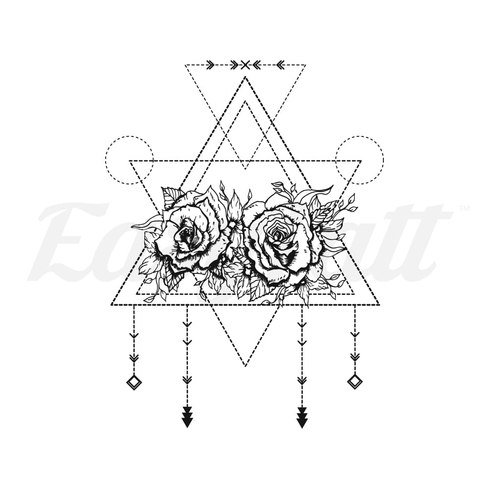 Roses and Triangles - Temporary Tattoo