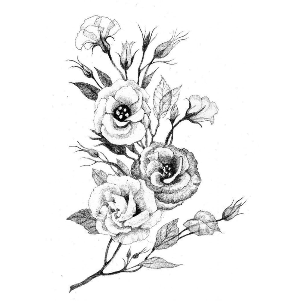 Shaded Flowers - Temporary Tattoo