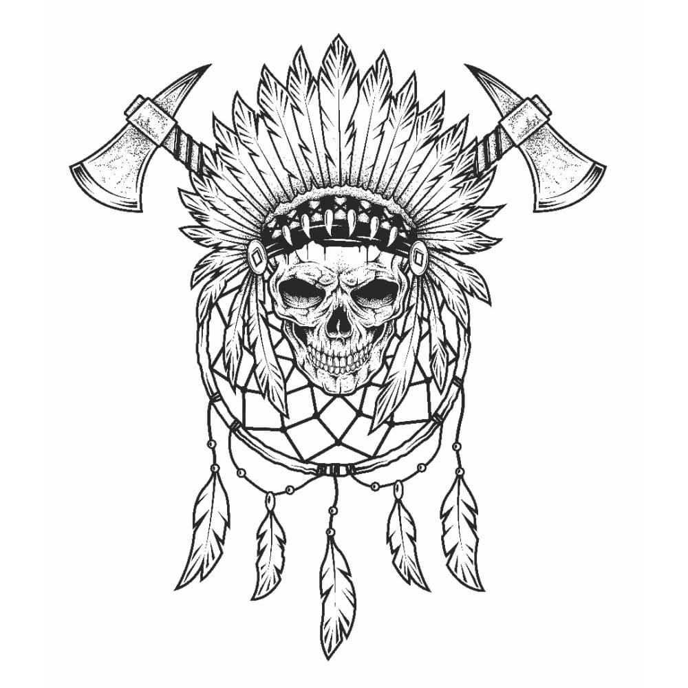 Skull and Axes - Temporary Tattoo
