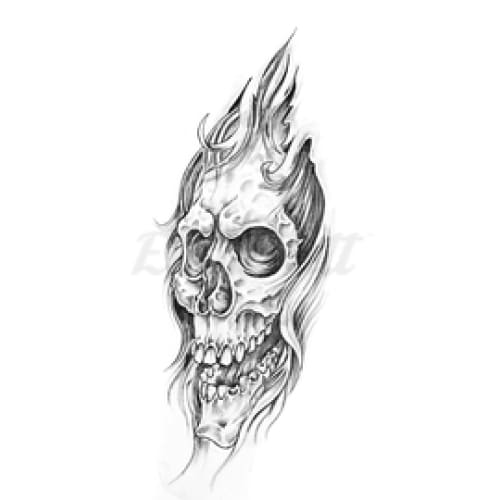 Skull with Evil Grin - Temporary Tattoo