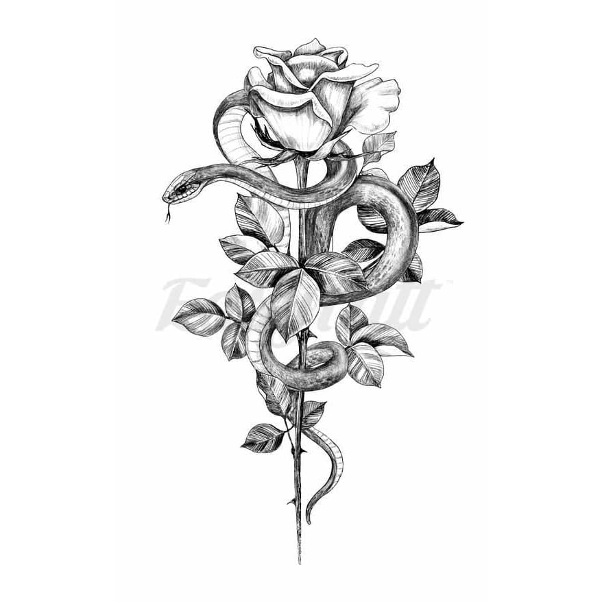 Snake Rose - Temporary Tattoo