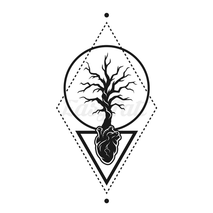 Tree with Heart Roots - Temporary Tattoo