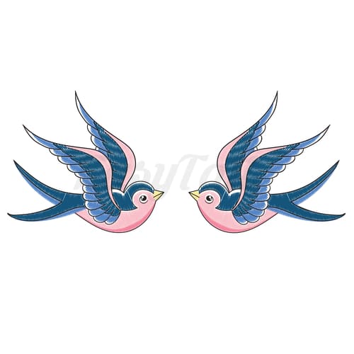 Twin Swallows - Temporary Tattoo
