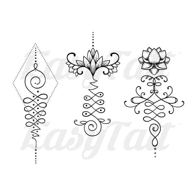 Unalome Set of 3 - Temporary Tattoo