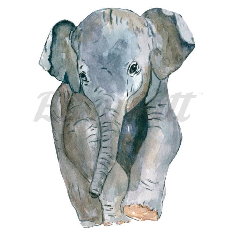 Watercolour Elephant - Temporary Tattoo