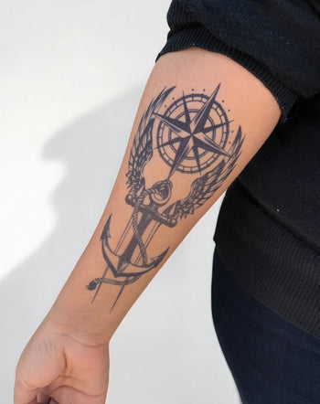 Winged Anchor - Semi-Permanent Tattoo