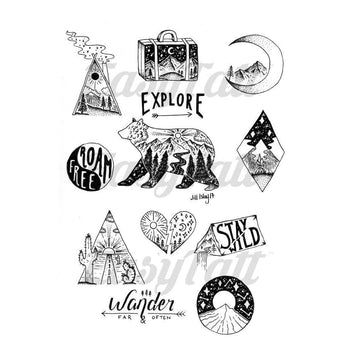 Adventure Set - By Jill Islay - Temporary Tattoo