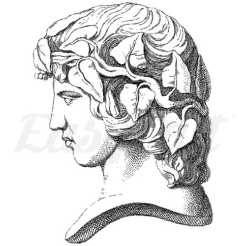 Alexander the Great Statue Head - Temporary Tattoo