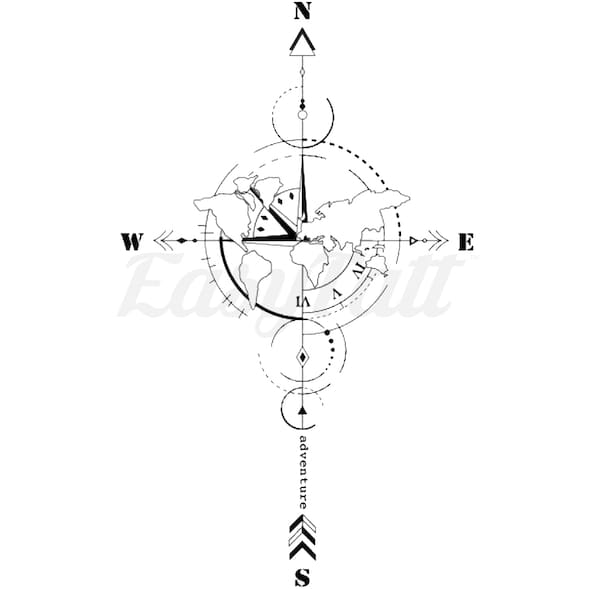 Arrow Compass Temporary Tattoo