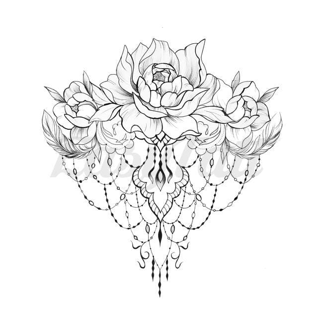 Beaded Roses - Temporary Tattoo