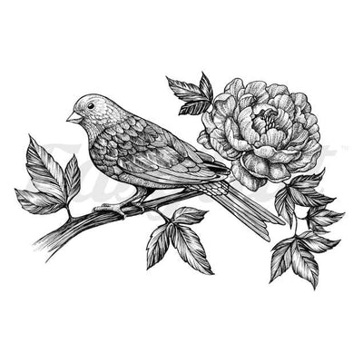 Birdie on Branch - Temporary Tattoo