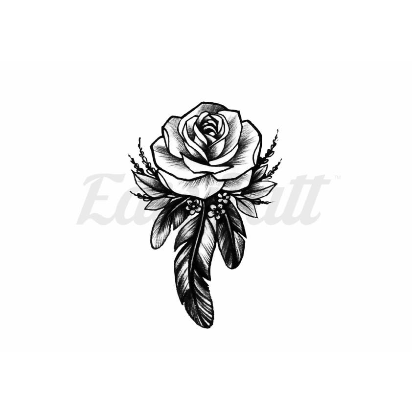 Black and Grey Rose - By Lenera Solntseva - Temporary Tattoo