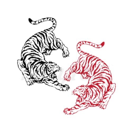 Black and Red Tigers - Temporary Tattoo