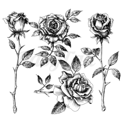 Black Shaded Roses - Temporary Tattoo