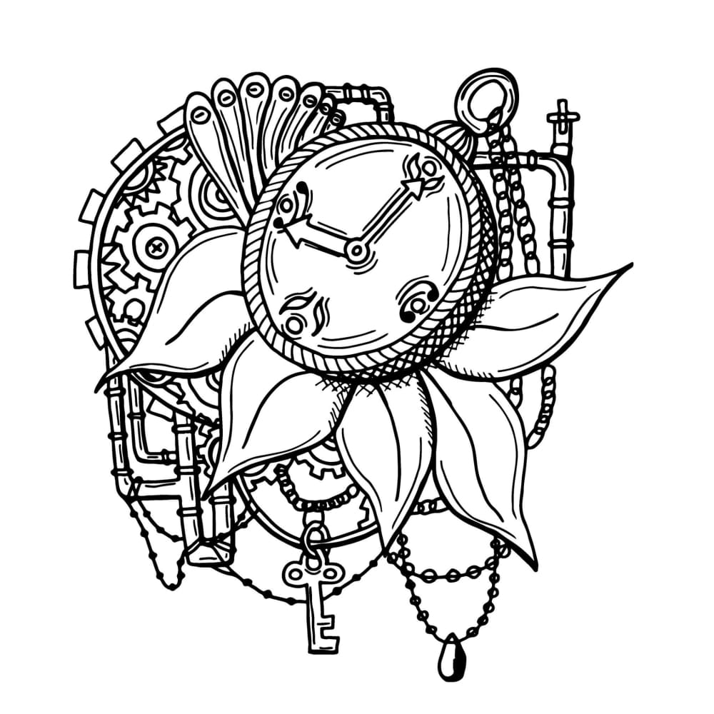 Clock and Gears - Temporary Tattoo