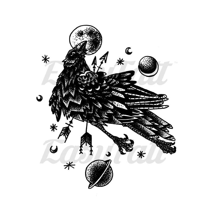 Cosmos Crow - By Alexandra Ramirez - Temporary Tattoo