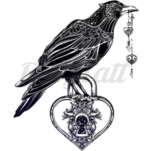 Crow and Locket - Temporary Tattoo