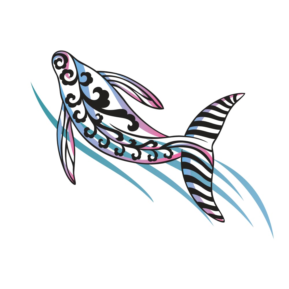 Dancing Whale - By Eastern Cloud - Temporary Tattoo