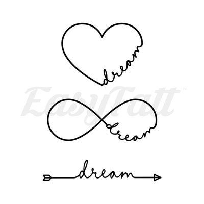 Dream Heart Infinity Arrow - Temporary Tattoo