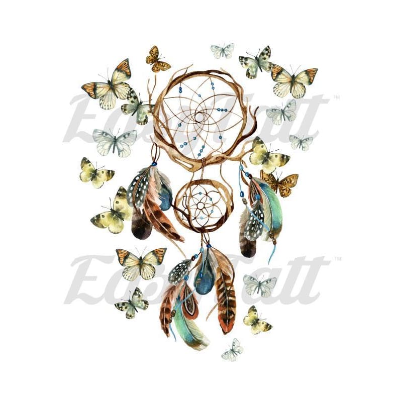 Dreamcatcher and Butterflies - Temporary Tattoo