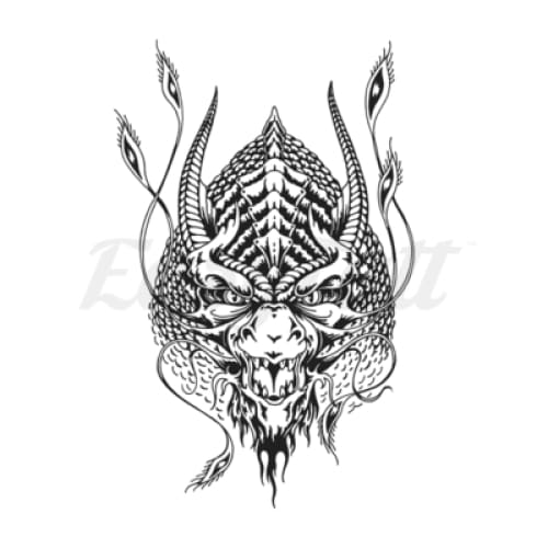 Evil Dragon Head - Temporary Tattoo