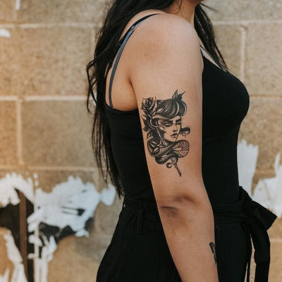 Evil Snake Woman - Temporary Tattoo