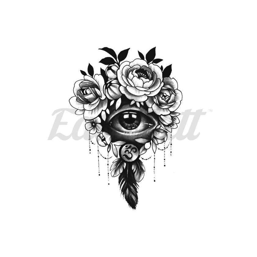 Eye and Roses - By Lenera Solntseva - Temporary Tattoo