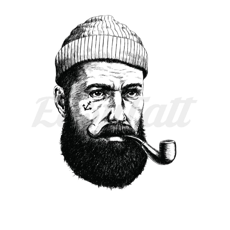Fisherman with Pipe - Temporary Tattoo