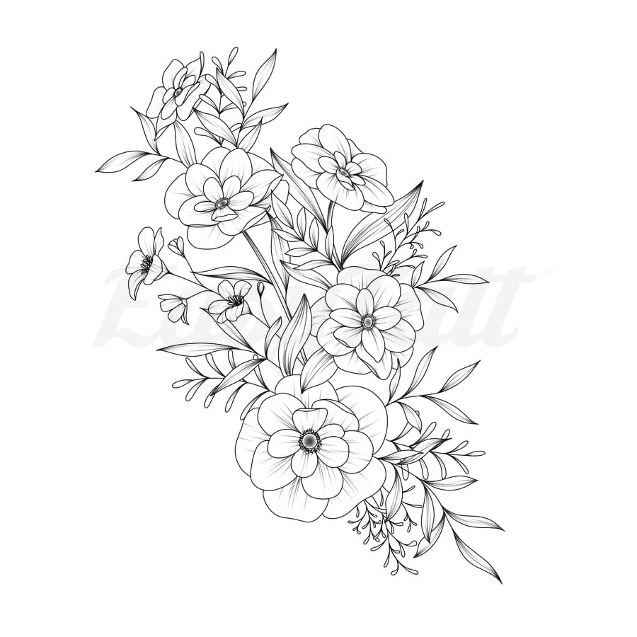 Floral Bouquet - Temporary Tattoo