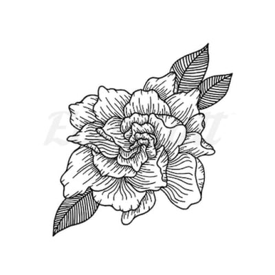 Flower and Leaves - Temporary Tattoo