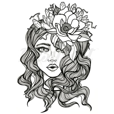 Flower Queen - Temporary Tattoo