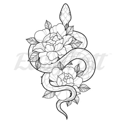 Flower Snake - Temporary Tattoo