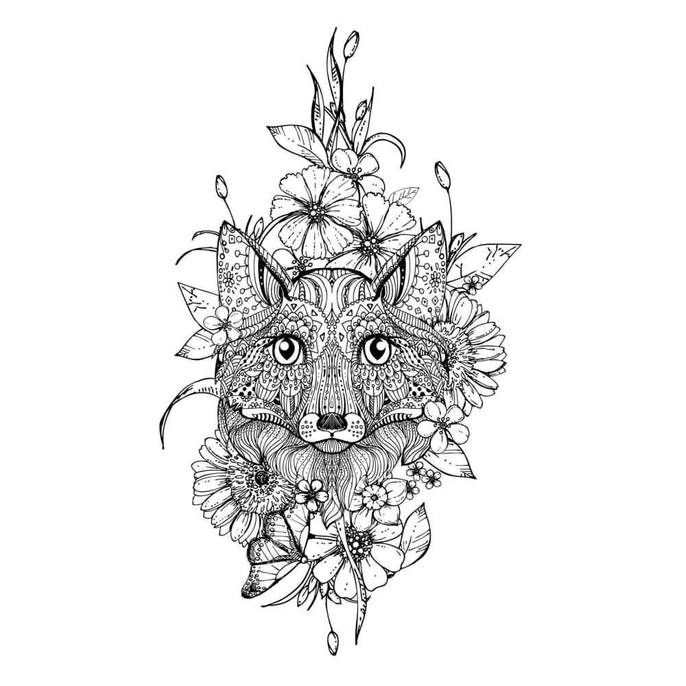 Fox and Floral - Temporary Tattoo