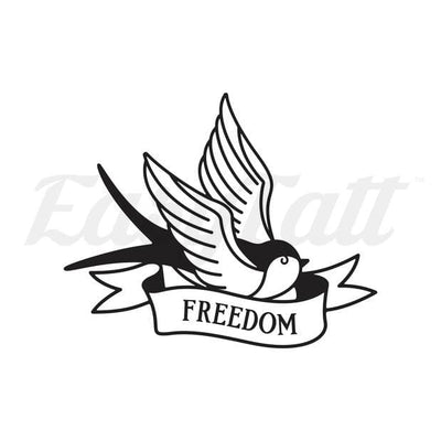 Freedom Swallow - Temporary Tattoo