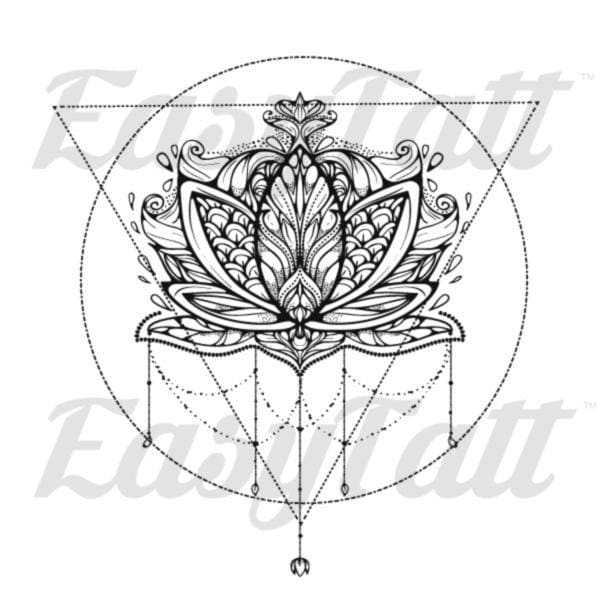 Geometric Lotus Flower - Temporary Tattoo