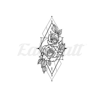 Geometric Roses - Temporary Tattoo
