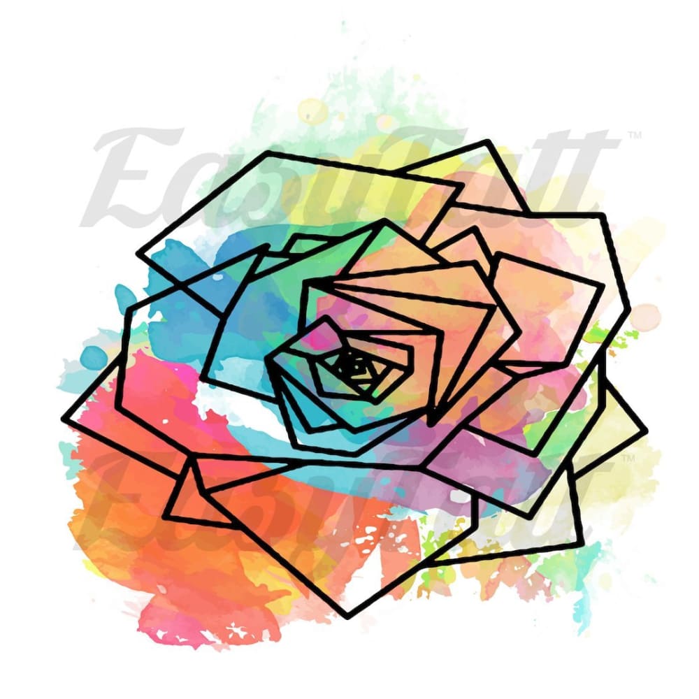 Geometric Watercolour Floral - Temporary Tattoo